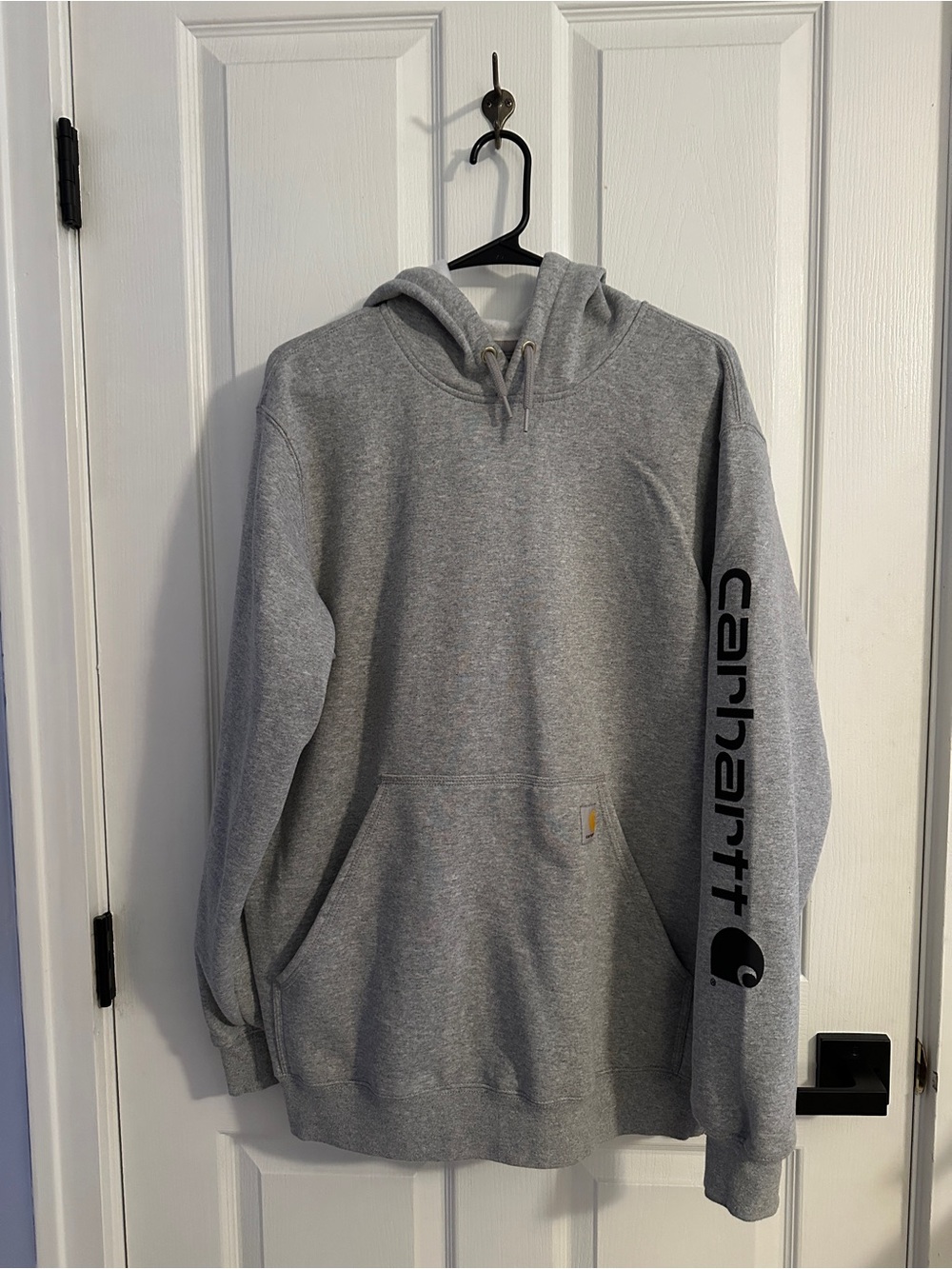 Carhartt Gray Pullover Hoodie with Logo Sleeve